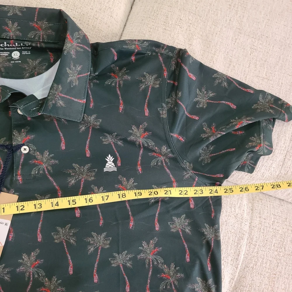 NEW Chubbies The Brushstroke Palm Performance Green Polo Size XL Golf Shirt